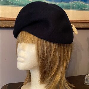 Blue Church pillbox style hat vintage wool USA, pre-owned, still good condition